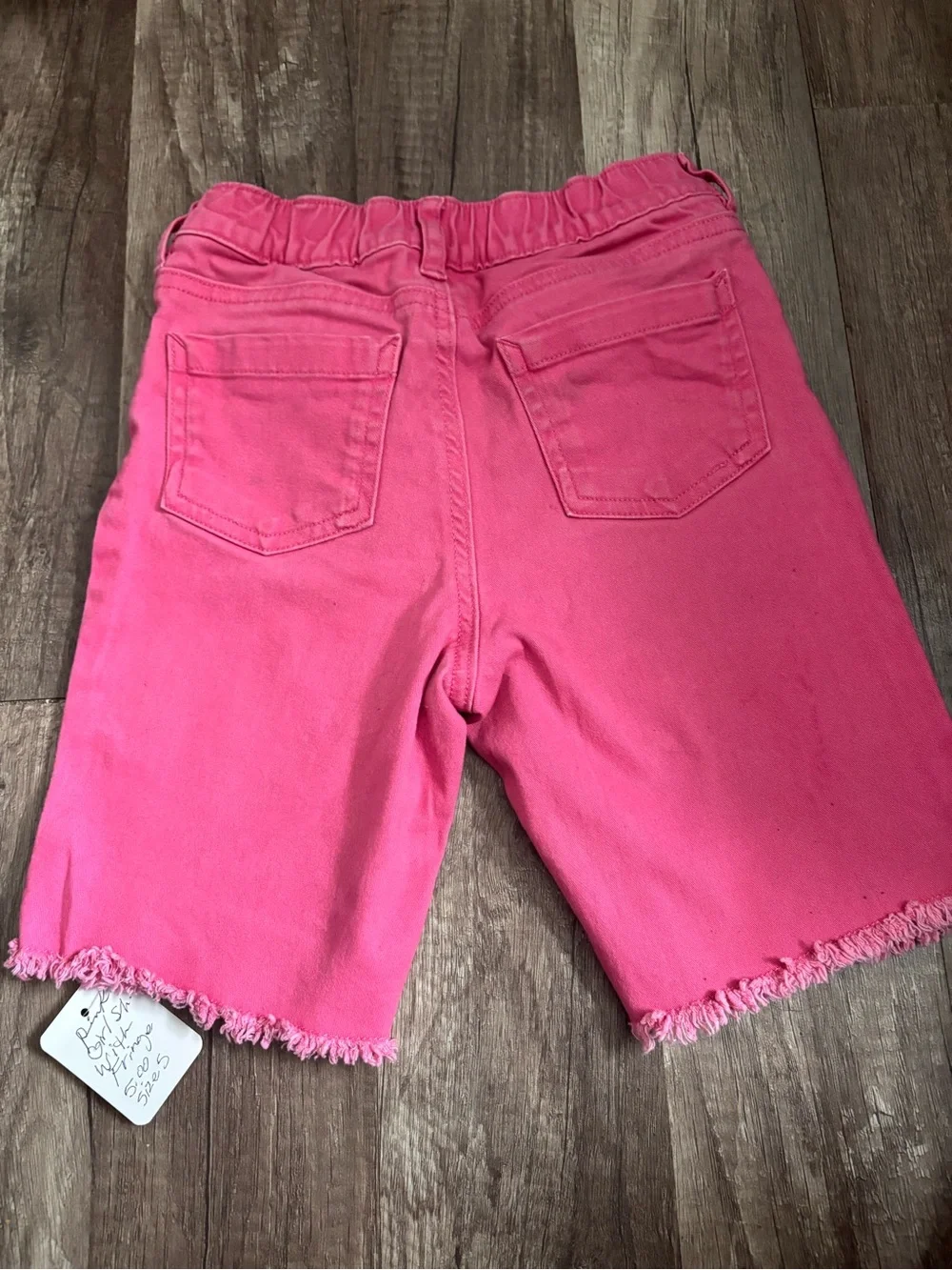 Justice Hot Pink Frayed Hem Bermuda Shorts. 217